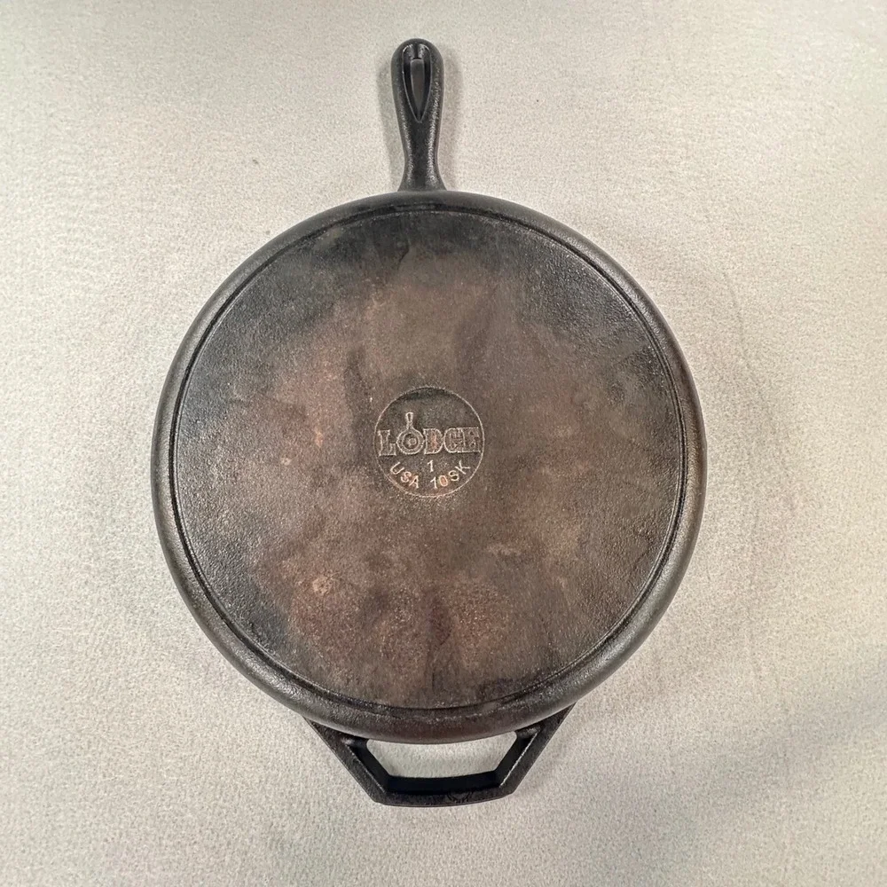 Lodge 12 Inch Cast Iron Skillet with Helper Handle 10SK Made in USA Black